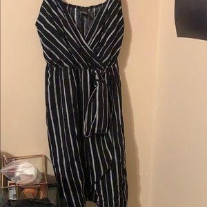 black and white striped dress v neck tank
